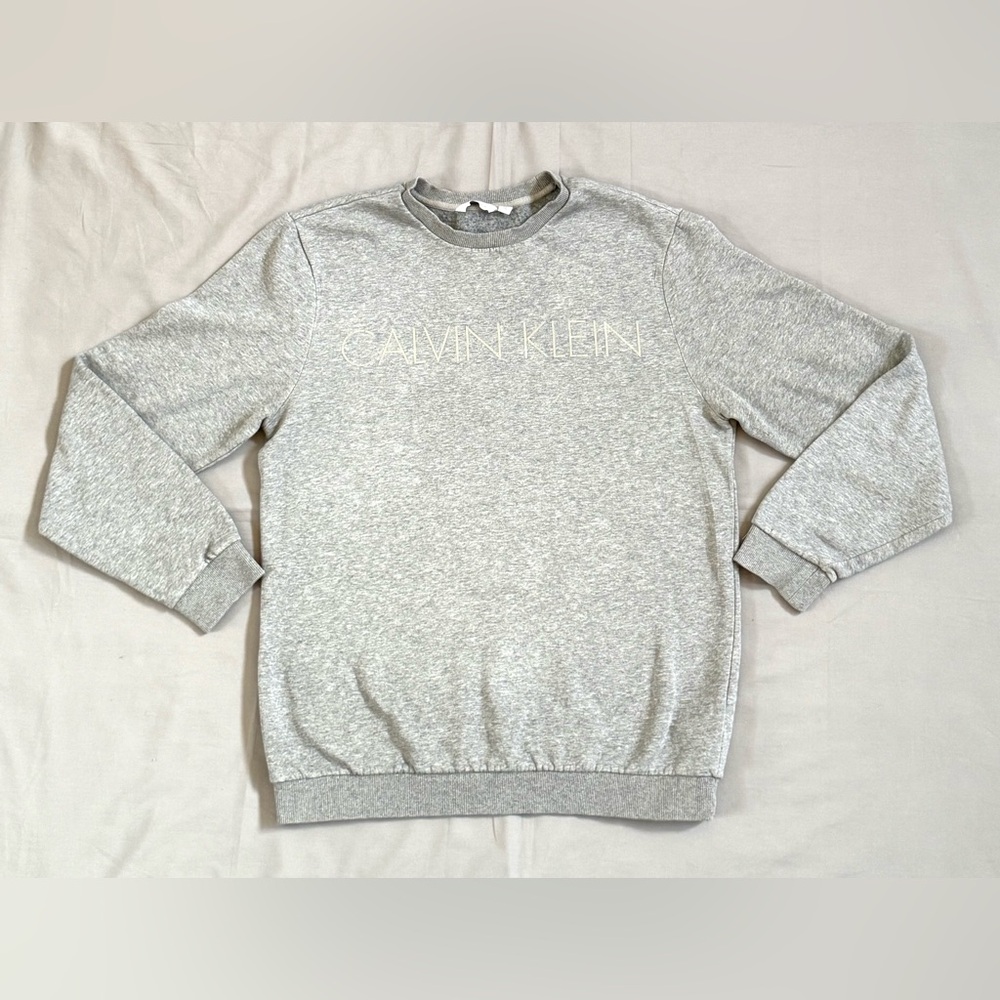Calvin Klein Light Heather Gray Logo Crewneck Sweater